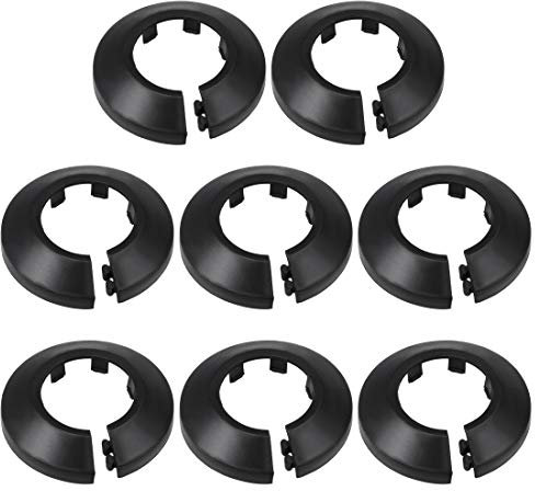 uxcell 32mm Pipe Cover Decoration PP Plastic Water Pipe Escutcheon Black 8pcs