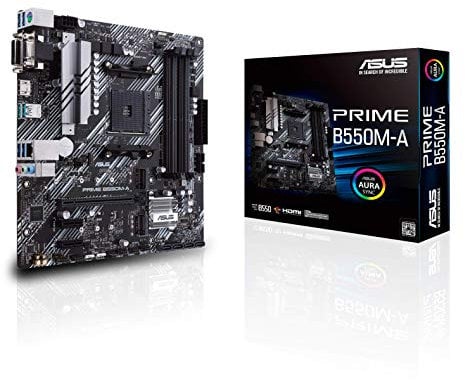 ASUS Prime B550M-A/CSM AMD AM4 (3rd Gen Ryzen™) microATX Commercial Motherboard (PCIe 4.0, ECC Memory, 1Gb LAN, HDMI 2.1/D-Sub, 4K@60HZ, TPM, ASUS Control Center Express)