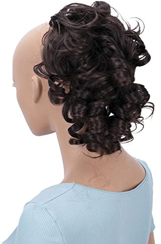 CAISHA Haarteil Haargummi Lena Hochsteckfrisuren Brautfrisuren Voluminös Gelockt Unordentlich Dutt Kunstfaser DM17cm Braun Mix G4L