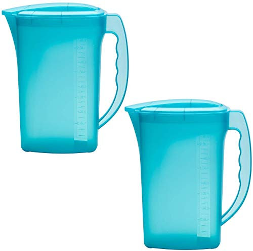 2x Saft Wasser Eistee Kanne Behälter Kühlschrankkrug Multifunktionsbox mit Deckel 2L Kunststoff