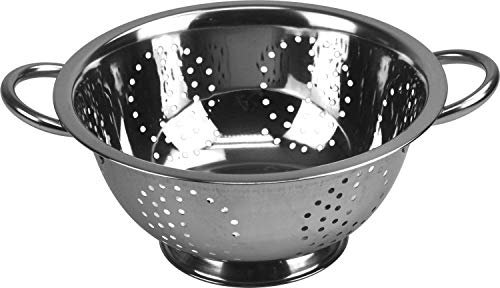 Acense Stainless Steel Colander, Steel Base/Handle, Quick Draining, Multiple Micro-Perforations, Multi-Purpose: [Pasta/Vegetable/Spaghetti/Fruit], Dishwasher Safe, Size: 34cm