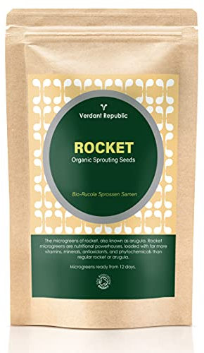 Verdant Republic Organic Rocket/Arugula Sprouting Microgreens Seeds | 125g | Non GMO Superfood | Easy to Sprout | High Germination into microgreens from 10 Days