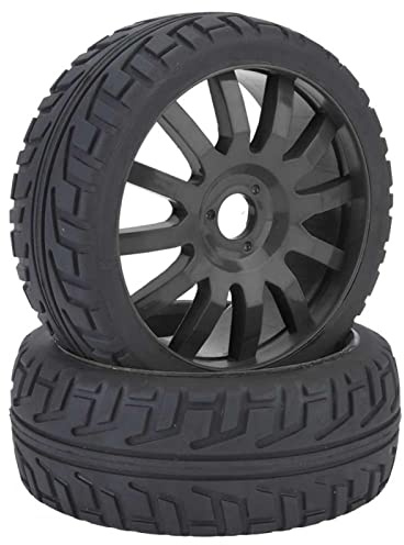 Tiiyee RC Reifen 1/8, 2Stück Gummi Schwarz mit Schaumstofffüllung für Buggy | Fahrzeugreifen mit ABS-Felge Hohe Abriebfestigkeit Breites Profil für Stabilität Einfache Montage für Rennstrecke und Offroad