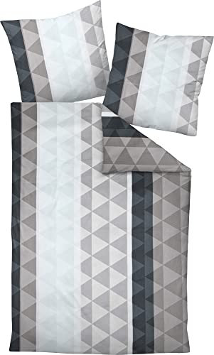 Janine Mako-Satin-Bettwäsche Moments 135x200 + 80x80 cm Silber-Taupe