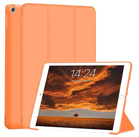 FSCOVER Hülle für iPad 9. Generation/8. Generation/7.Generation, weiche TPU Schutzhülle für iPad 10,2 Zoll 2021/2020/2019,Auto Schlafen Wachen (Orange)