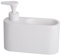 Kook Time Dispensador jabón Cocina Blanco Mate - jabonera Cocina con Guarda estropajos Fregadero - Apto para Cocina o como dosificador baño con Esponja - Cerámica Blanca Mate- 18 x 6 x 15.8 cm.