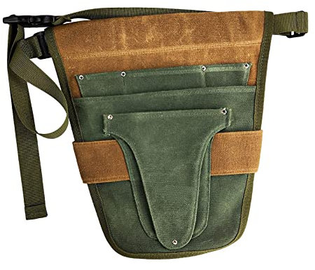 F Fityle Cintura porta attrezzi da giardino, tela con tasche organizer per falegnami artigiani di giardinaggio, Verde Marrone