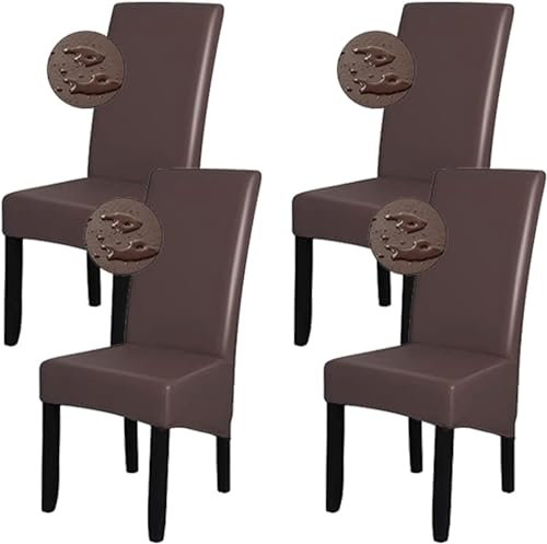 Bestenrose wasserdichte XL Stuhlhussen PU Stuhlbezug 2/4/6 Set Stuhlbezüge Hussen für Stühle Universal Stretch Stuhlbezug für Esszimmer Hochzeit Bankett Party Dekoration