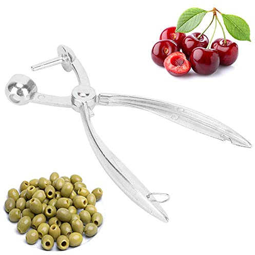 Kirschentsteiner Manuell, 18cm, Entkerner Oliven, Kirsch-oliven-entkerner, Aluminiumlegierung, Im Schlossdesign, Effizientes Entfernen von Kirschsteinen, für Kirschen, Oliven und Mehr