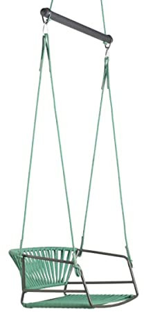 Scab Design Glatter Stuhl für Einkaufswagen, Art. 2883 aus Stahl mit Geflecht aus nautischem Seil (Anthrazit und Mintgrün)