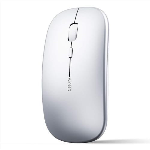 Wireless Bluetooth Mouse,Rechargeable mouse(BT5.2 & 3.0) with Silent Click, 3-Level DPI Portable Mouse for Laptop, Computer(Silver)