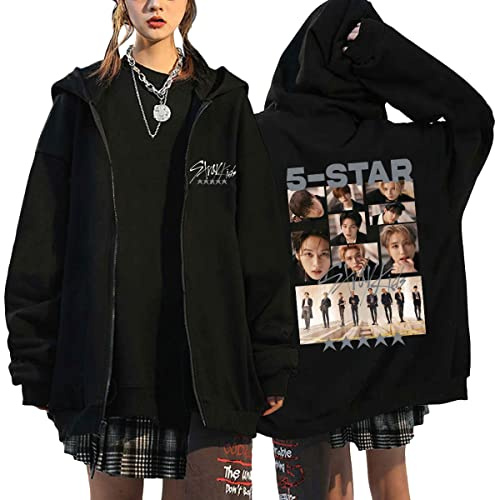 NCTCITY Damen Kapuzenjacke KPOP StrayKidz Y2K E-Girl Zip Up Hoodies Freizeit Streetwear Sweater Langarm Top Harajuku Oversized Jacke Sweatshirt 5-Star MANIAC NOEASY MIROH Hyunjin Han Felix Jisung