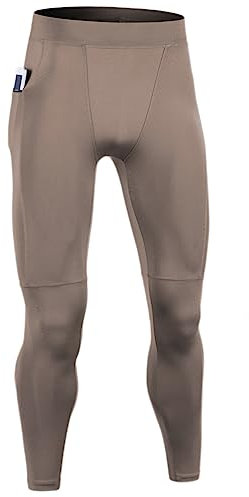Rhomba Kompressionshose Herren Sport Leggings Atmungsaktiv Fitness Strumpfhosen Funktionswäsche Pants Unterhose Lang Laufen Wandern Radfahren Mit Taschen A-Grey1 L