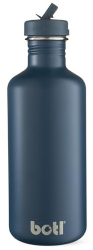 BOTL - Water Bottle With Leakproof Straw Lid, Stainless Steel non-Insulated Bottle, BPA/BPS Free, Tough Canteen Bottle for Sports and Travel 1200ml - Slate Blue