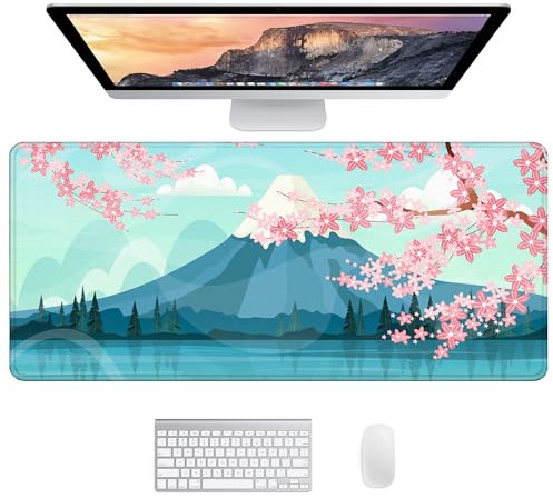 JJ PRIME - Schreibtischunterlage XXL Mauspad Gaming | Großes Mauspad XXL Gaming Deko | Schreibtischunterlage Abwischbar | Desk Mat Mousepad Gaming Maus Pad- Desk Pad 90 x 40cm (Mount Fuji)