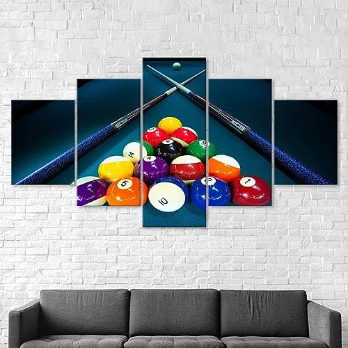 WAGYU 5 teiliges bild Billardkugeln-Queue-Stick 5 teilig leinwandbilder,leinwanddrucke bilder,bild leinwand xxl 5 teilig,wandbilder schlafzimmer Dekoration,bilder,poster,kunstdrucke 125x60cm