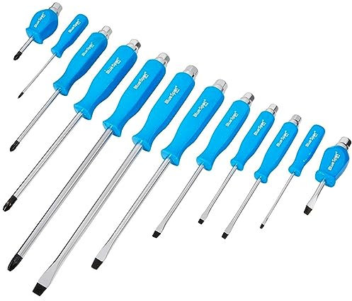 12 Pcs BlueSpot HEX Bolster Screwdriver Set | Mechanics | POZI | Slotted | DIY | Tool KIT | Workshop | Garage | Unbreakable Vinyl Handle | Vehicle Repair Accessories | Hand Tools | UK Free P&P