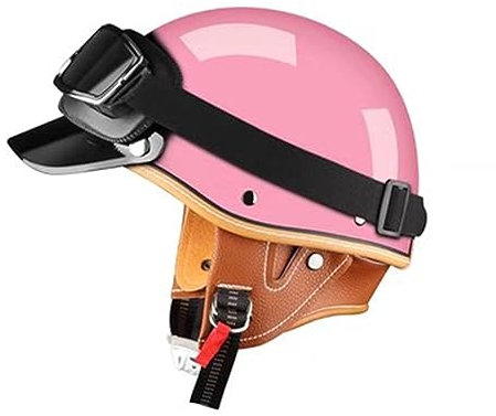Rétro Moto Casque Ouvert avec Lunettes, Moto Casques Bols Femme Homme, Moto Casque Demi, Casque Jet Homologué ECE Dot, Casque Mobylette ( Color : C , Size : S=(53-54cm) )