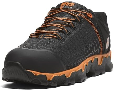 Timberland PRO Men's Powertrain Sport Alloy Safety Toe Industrial Athletic Work Shoe, Black/Orange-2024 New, 10.5