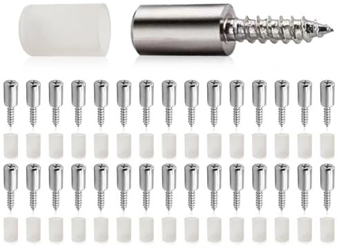 KAPSING 30 Stück Regalbodenträger Bodenträger, Bodenträger aus massivem Stahl Regalstifte, Regalstifte mit Gummischutz, Selbstschneidende Schrauben