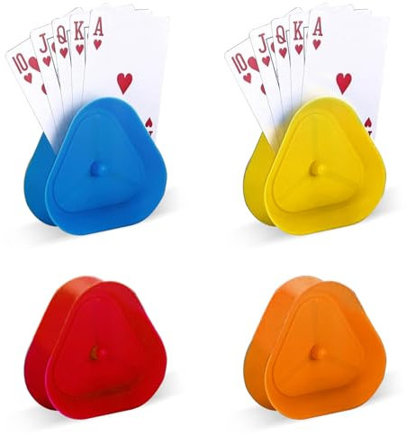 Pumuky 4 Pièces Porte Cartes à Jouer Support,Plastique Porte Carte Jeu,Porte Cartes de Jeu pour Hommes, Femmes et Personnes Agées, LRPKQ-4