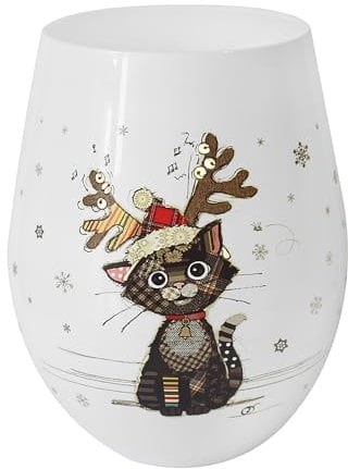 Lesser & Pavey Weingläser ohne Stiel, Weinglas ohne Stiel, für Rot- und Weißwein, ohne Stiel, perfekt für Weihnachten, Kätzchengeweih