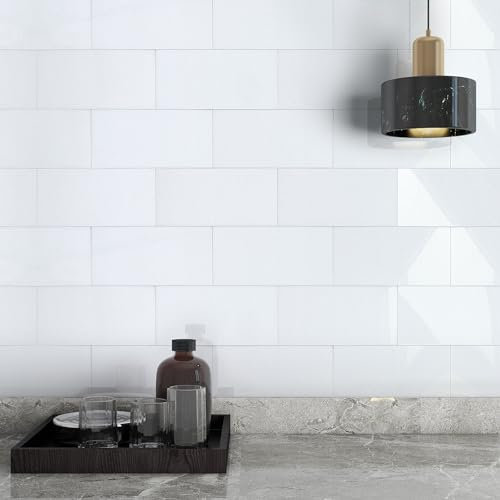 MOFIT Grands carreaux de mur de métro auto-adhésifs pour cuisine, autocollants de carrelage individuels à coller sur carrelage de salle de bain imperméable CM 10x20 (blanc 23 carreaux)