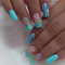 24pcs Short Square False Nails Stick on Nails Blue Press on Nails with Butterfly Patterns Removable Glue-on Nails Full Cover Fake Nails Women Girls Nail Art Accessories