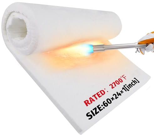 Nelyrho Manta aislante para lavavajillas, 1500C/2700F (60 x 24 x 1 pulgadas/1 pieza), manta aislante de fibra de cerámica, aislamiento ignífugo para lavavajillas, hornos, forjas, calderas, horno de