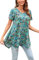 Enmain Camiseta Mujer Manga Corta Top Túnica Larga Cuello de Pico Blusa Elegante y Cómoda Talla Grande Tops Estampadas T Shirt para Mujeres,Verde,3XL