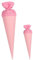 itenga Bastelschultüte Set 70cm und 35cm Geschwisterschultüte - Schultütenrohling Zuckertüte Schultüte 70cm und 35cm im Set rund mit Filzverschluss (rosa)
