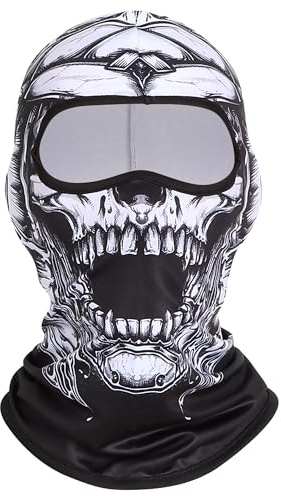GMYIAK Sturmhaube mit Totenkopf-Aufdruck, Motorrad, Radfahren, Halswärmer, Sturmhaube, Gesichtsmaske für Fahrrad, Skateboard, Snowboard, Outdoor-Sport, Halloween-Kostümmaske für Horror-Party, 2, One