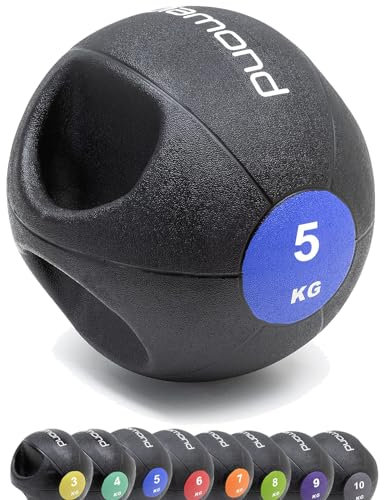G5 HT SPORT DIAMOND Medizinball Double Grip [3 bis 10 kg] | Ø 21 cm bis 28 cm | für Fitness, Rehabilitation für Home Gym und Gym (5 kg)
