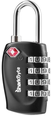 SharkByte TSA Luggage Locks, 4-Dial Security Travel Combination Padlock, Travel Lock for Suitcases Luggage Case, Zipper, Backpack, Travel Bag Gym Locker Code Small Padlock, Suitcases Lock (Pack of 1)