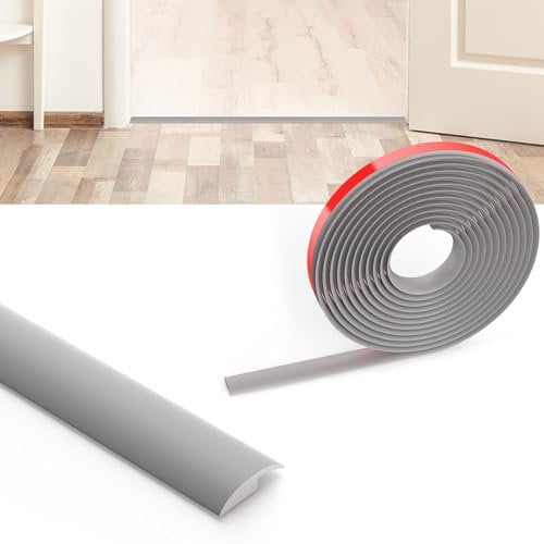 Flintronic Übergangsprofil Selbstklebend, 3m x 3.5cm PVC Boden-Leiste, Übergangsleiste Boden, Übergangsschiene ohne Bohren, Abdeckleiste für Fliesen, Holz, Laminat, Höhenausgleich 5mm(Graue)