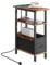 MAHANCRIS Narrow Side Table with Charging Station, 3 Tier Small End Table for Small Spaces, Slim Side Shelf with Storage, for Living Room, Bedroom, Rustic Brown AETHR125KE01