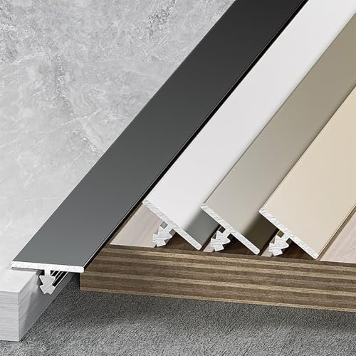 Raouoae Hochwertige T-Form Übergangsschiene 100 cm Länge 3 Stück Floor Threshold Strips Übergangsprofil Türschwelle Bodenleiste Für Fliesen, Teppich Und Vinyl(Herr grau,Breite: 4mm)