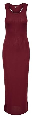 ONLY Neck Dress Box Jrs Onlryder-Abito con Scollo Rotondo, S/L, Rosso-Ruby Wine, XL Donna
