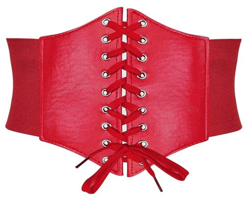 lomdung Breiter Damen Gürtel, Corset Belt, Elastischer Taillengürtel, Skinny Ledergürtel für Damen, Gürtel zum Schnüren, in Vielen Farben, Für Kleiderdekoration, Kleid, Damengeschenke