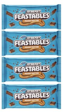 Mr Beast Feastable Chocolate Bundle - x4 60g Mr Beast Feastable Deez Nutz Peanut Butter Chocolate Bars