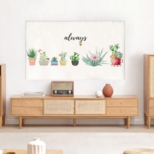 Hixingo Cubierta Antipolvo para TV, Todo Incluido 32 a 85 Pulgadas Universal Funda para Televisor Elástico Protector para Smart TV Cubierta de Televisión Pantalla (55-65 Pulgadas,Plantas)