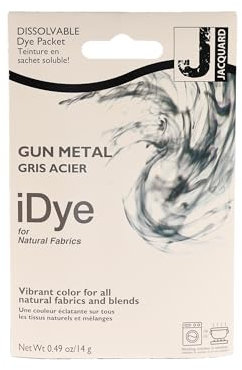 Jacquard iDye - Tinte metálico para telas para fibras naturales, coloración textil y proyectos de manualidades de ropa, color permanente en bolsa soluble, paquete de 14 g