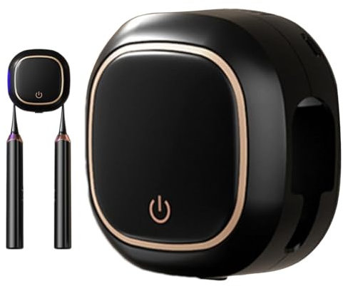 Toothbrush Sterilizer & Holder, UV Portable Toothbrush Cleaner and Holder, Electric Toothbrush Sterilizer with UV Light, Wall Mounted 2 Slots Rechargeable Sterilizer No Drill Installation(Black)