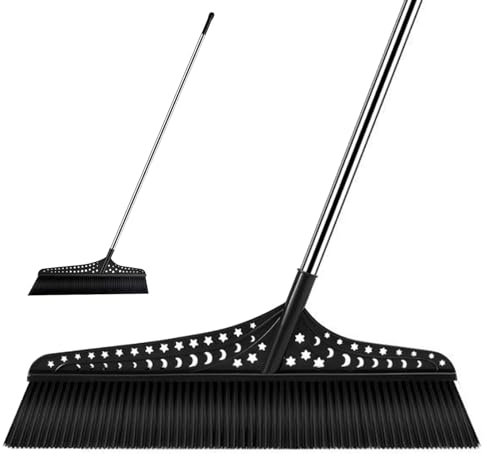 Scopa commerciale con setole dure, scopa larga per grandi spazi, scopa spazzatrice per garage, cortili e pulizia esterna(Black,70cm)