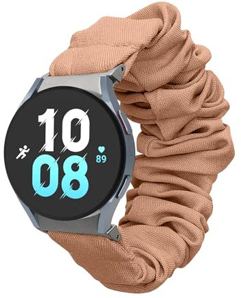 kwmobile Ersatz Armband kompatibel mit Samsung Galaxy Watch 4/5 / 6 Galaxy Watch 7 / FE - Smartwatch Scrunchie Haargummi Design Beige - Innenmaße 14-19 cm