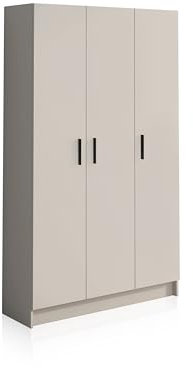 duehome | Armario Multiusos, 3 Puertas, Modelo Multi Useful, Acabado en Color Blanco Roto, Medidas: 108 cm (Ancho) x 180 cm (Alto) x 34,4 cm (Fondo)
