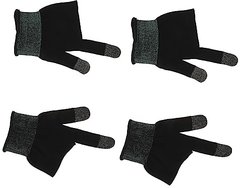 NUOBESTY Zweifingerhandschuhe für Handyspiele, 2 Paar, Kohlefaser Schwarz | Atmungsaktiv, Rutschfest und Hautfreundlich, für Präzise Touchscreen Steuerung bei Mobilen Spielen