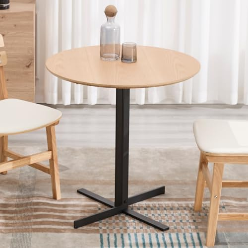 chairus Esstisch Rund Küchentisch Holz Esszimmertisch MDF Klein Beistelltisch Vintage Tisch Esszimmer Holztisch für Wohnzimmer 75x75 cm (Naturholz)
