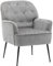 INMOZATA Chenille Armchair Button Tufted Accent Chair Modern Occasional Tub Chairs with Wood Frame Metal Legs for Living Room Bedroom Home Office (Grey)