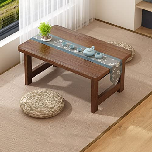 Table Basse en Bambou Pliante, Table Basse Tatami Japonaise, Table de vitrines Portable, Table à thé de Salon, Pas d'assemblage requis (Couleur: Marron, Taille: 100 * 48 * 25cm)